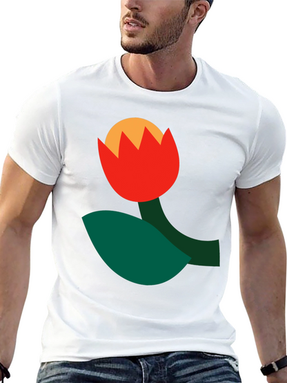 Abstract Flower Graphic Tee - Black