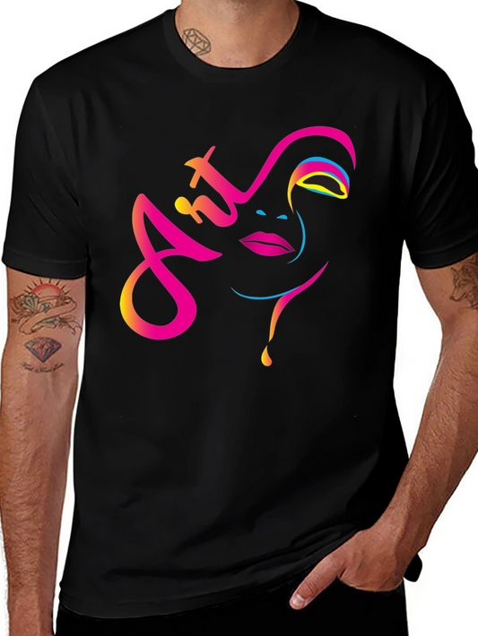 Art Face Graphic Tee - Modern Artistic Design