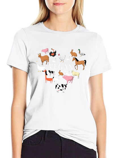 Vegan Heart Graphic Tee - Animal Lover Shirt