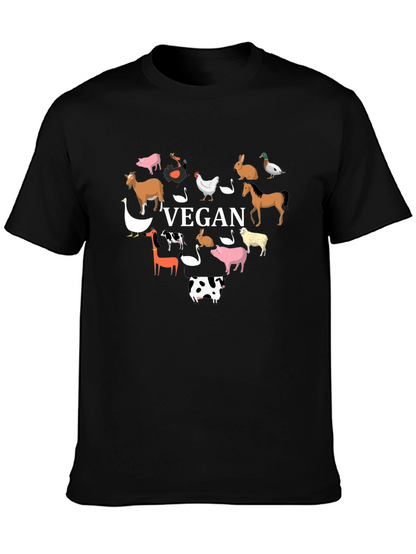 Vegan Heart Graphic Tee - Animal Lover Shirt