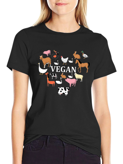 Vegan Heart Graphic Tee - Animal Lover Shirt