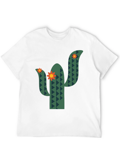 Cactus Flower Graphic Tee - Black Cotton T-Shirt