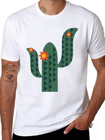 Cactus Flower Graphic Tee - Black Cotton T-Shirt