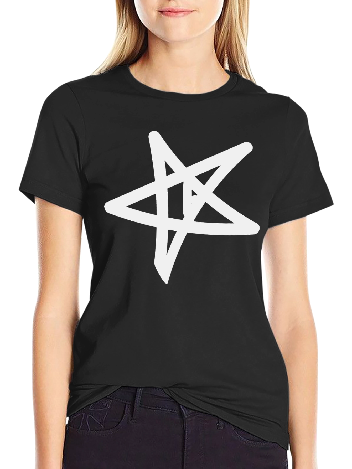 Star Graphic Black T-Shirt - Casual Cotton Tee