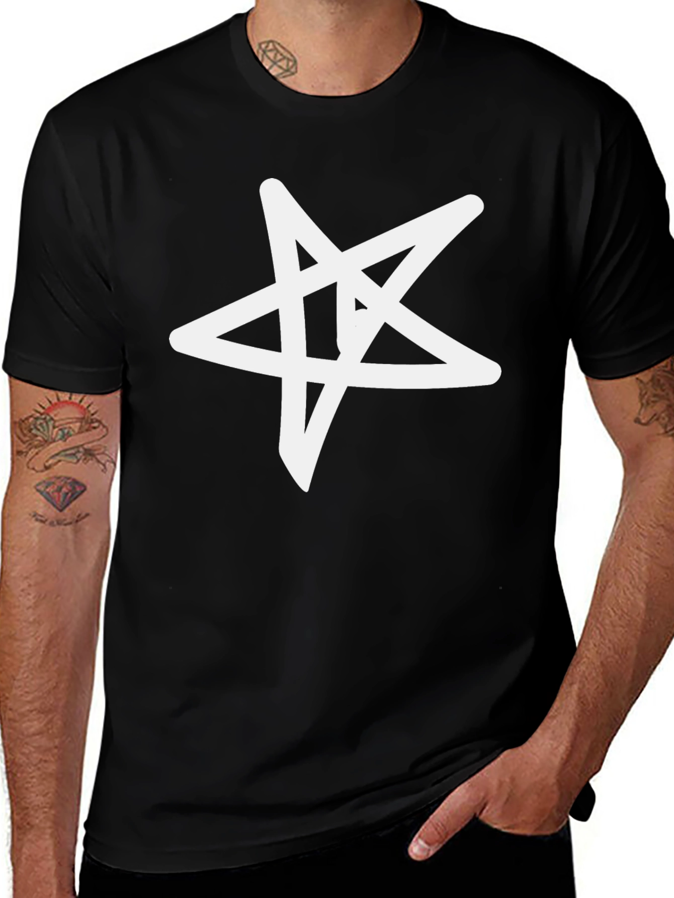 Star Graphic Black T-Shirt - Casual Cotton Tee