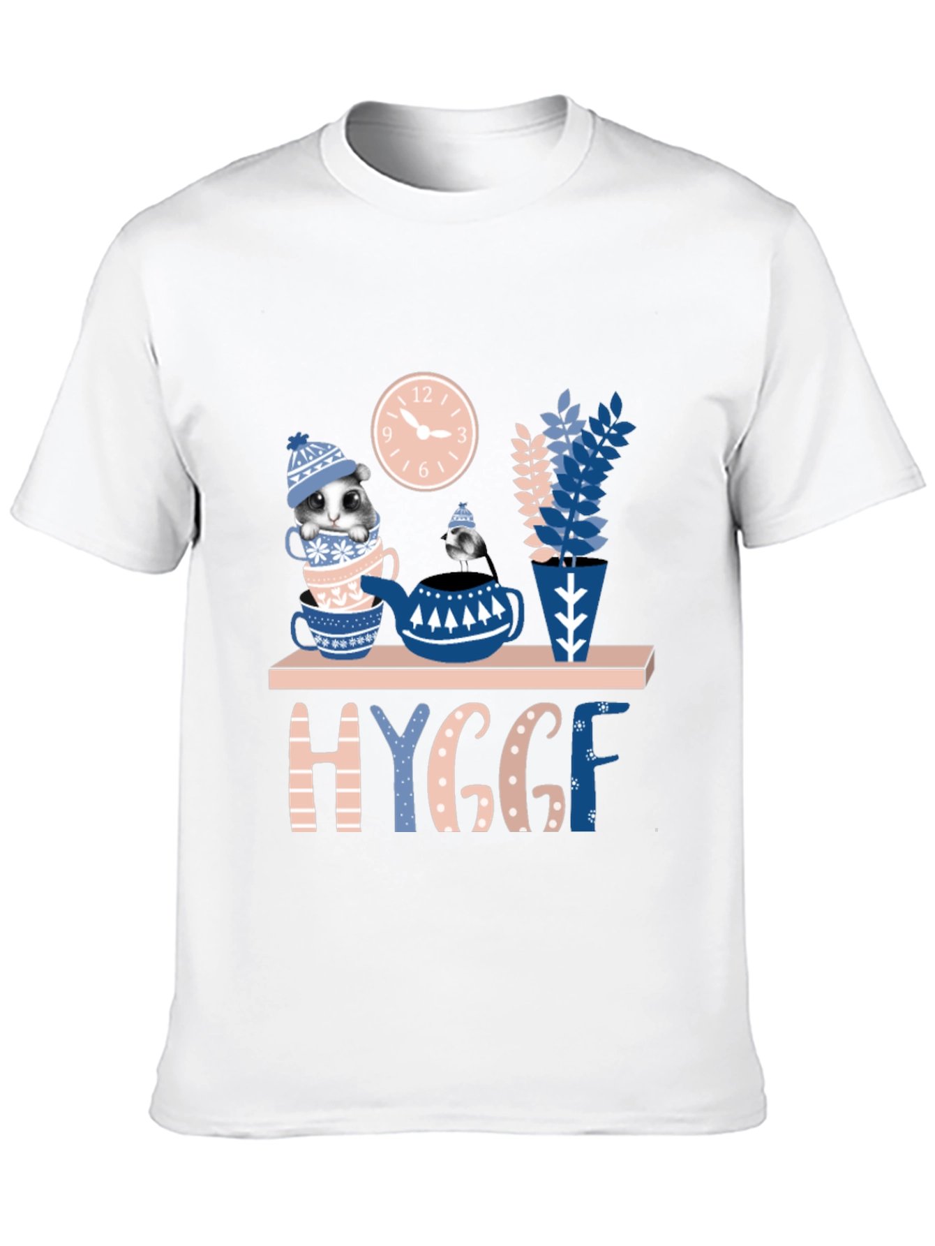 Whimsical Hygge T-Shirt: Cozy Cat & Tea Design