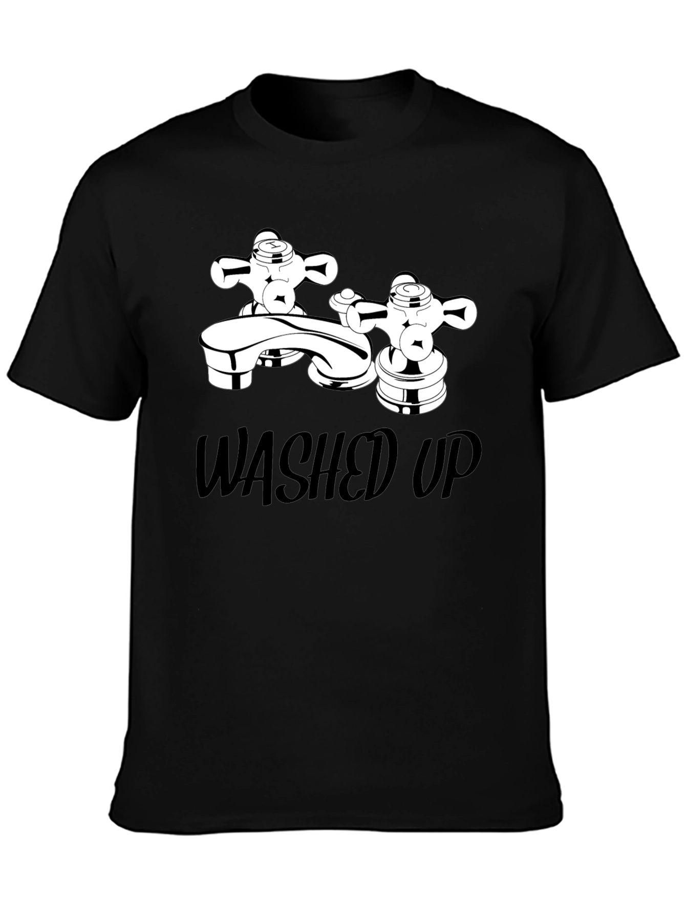 Washed Up Graphic Tee - Black Cotton T-Shirt