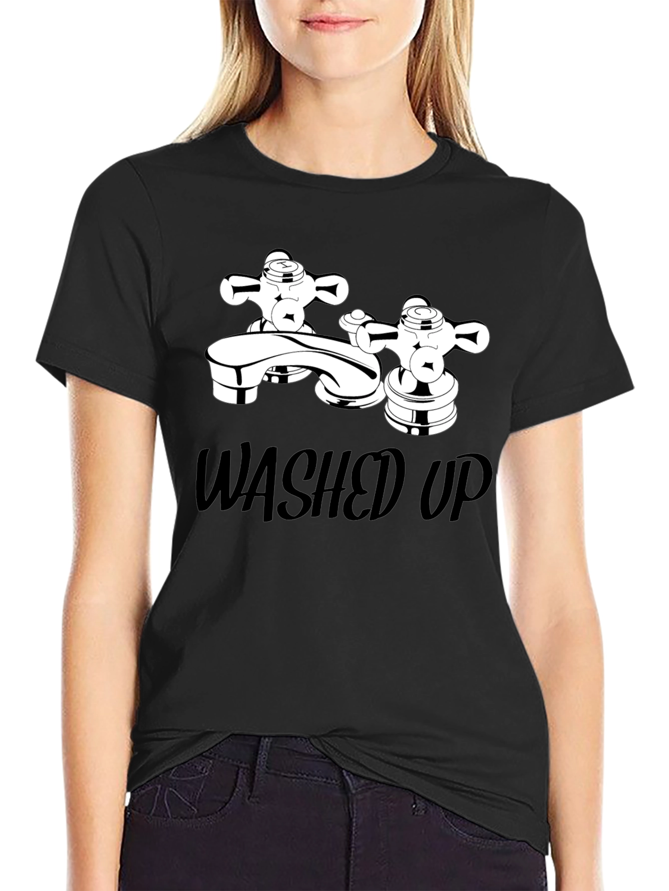 Washed Up Graphic Tee - Black Cotton T-Shirt