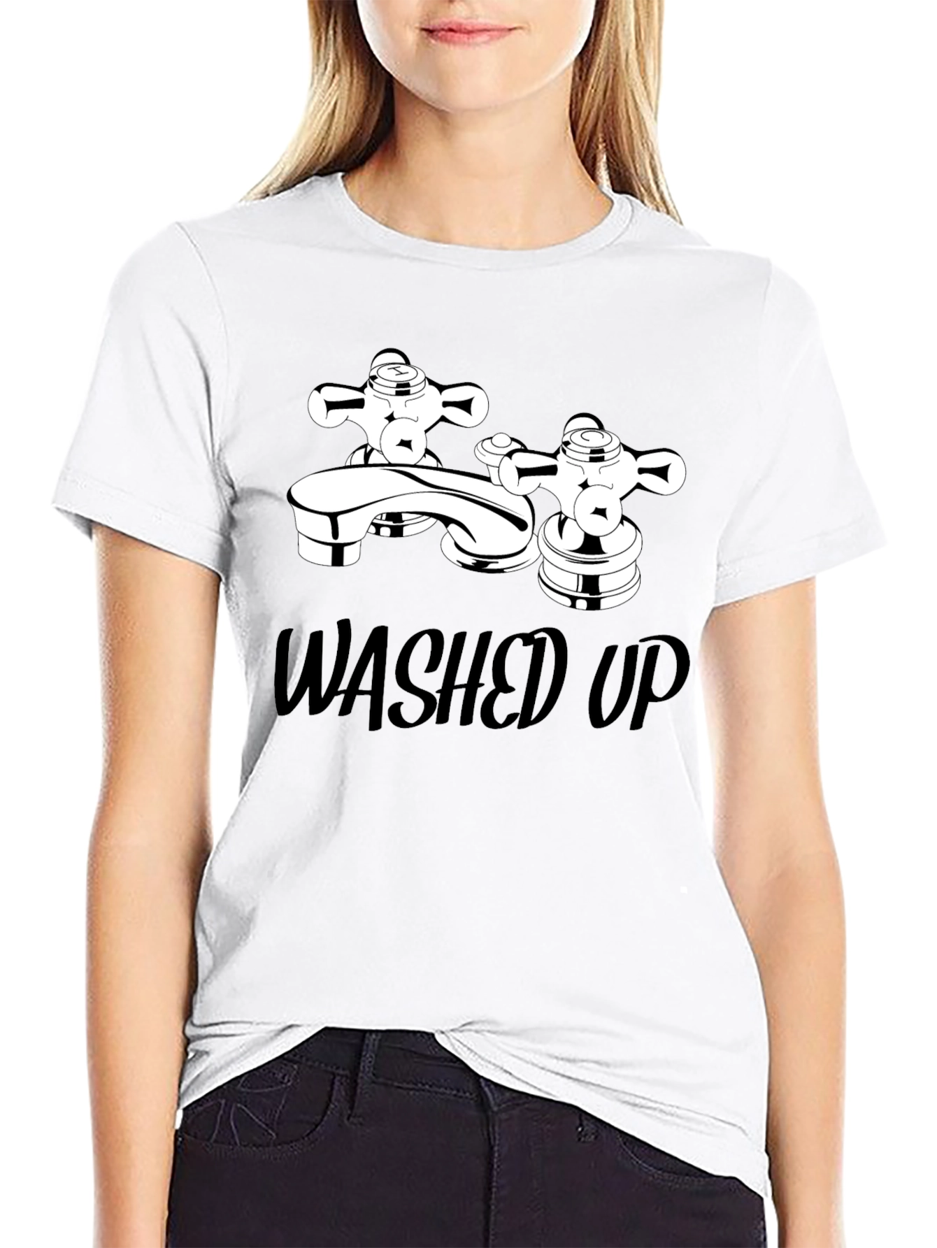 Washed Up Graphic Tee - Black Cotton T-Shirt