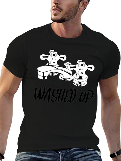 Washed Up Graphic Tee - Black Cotton T-Shirt