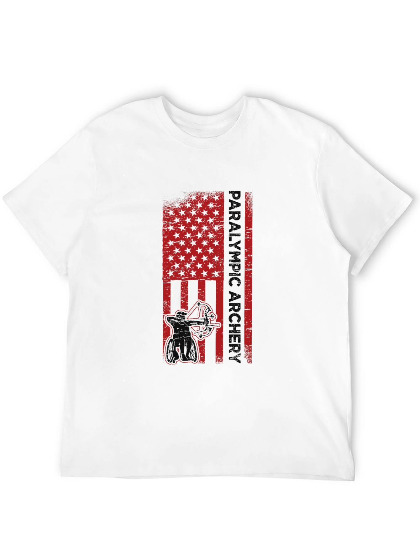 Paralympic Archer Graphic T-Shirt - Patriotic USA Flag Design