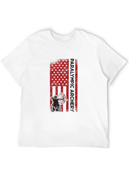 Paralympic Archer Graphic T-Shirt - Patriotic USA Flag Design