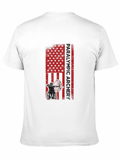 Paralympic Archer Graphic T-Shirt - Patriotic USA Flag Design
