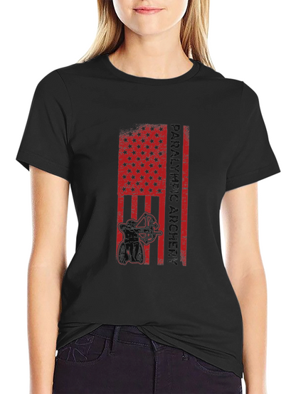 Paralympic Archer Graphic T-Shirt - Patriotic USA Flag Design