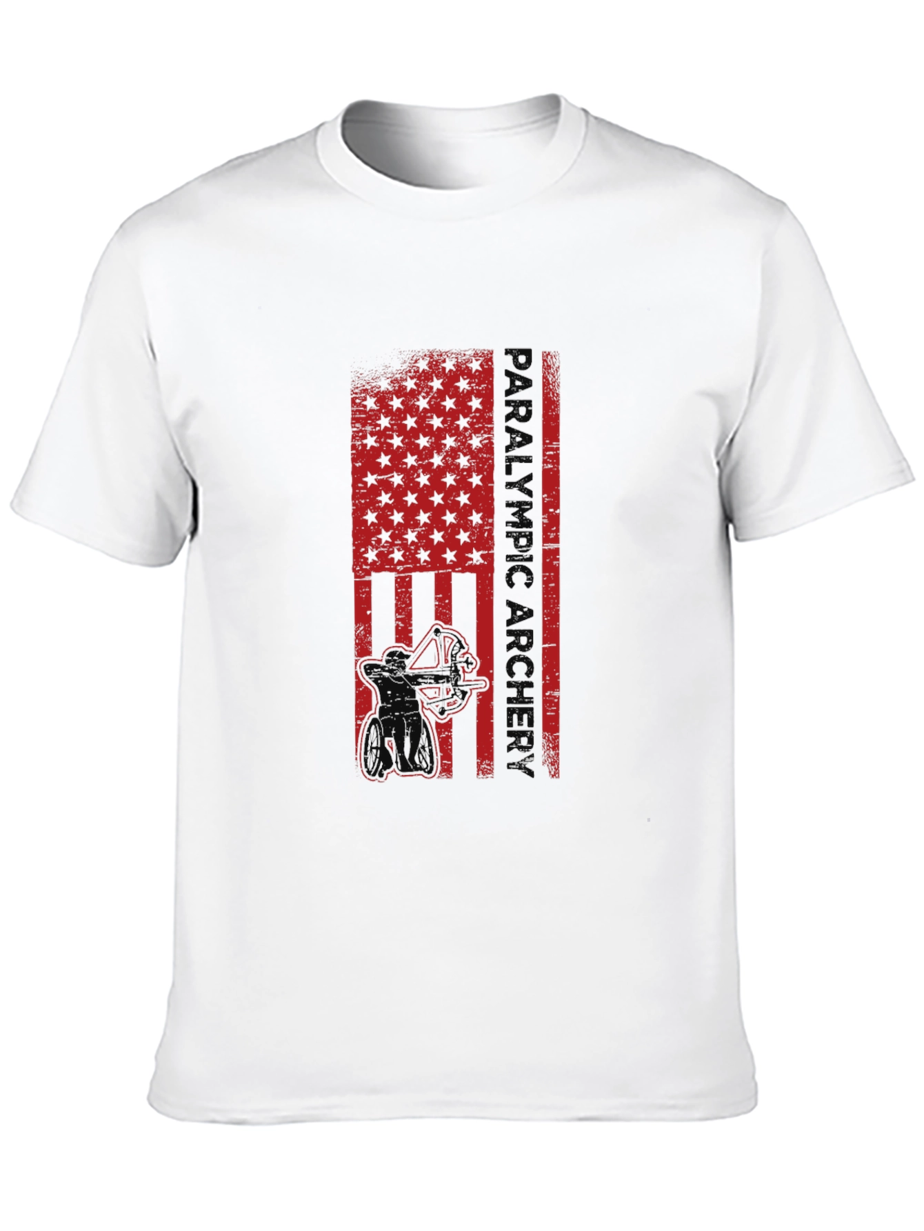 Paralympic Archer Graphic T-Shirt - Patriotic USA Flag Design