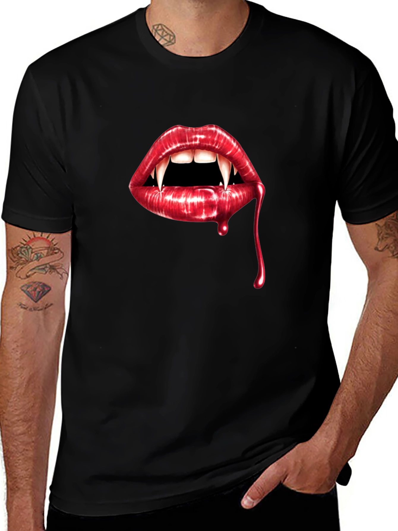 Vampire Lips Graphic Tee - Halloween Style