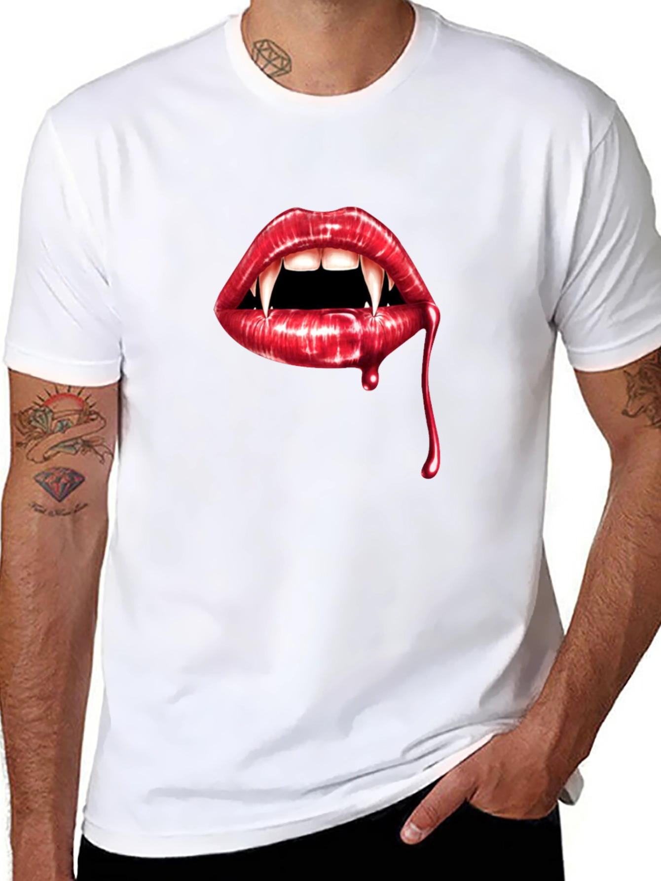 Vampire Lips Graphic Tee - Halloween Style