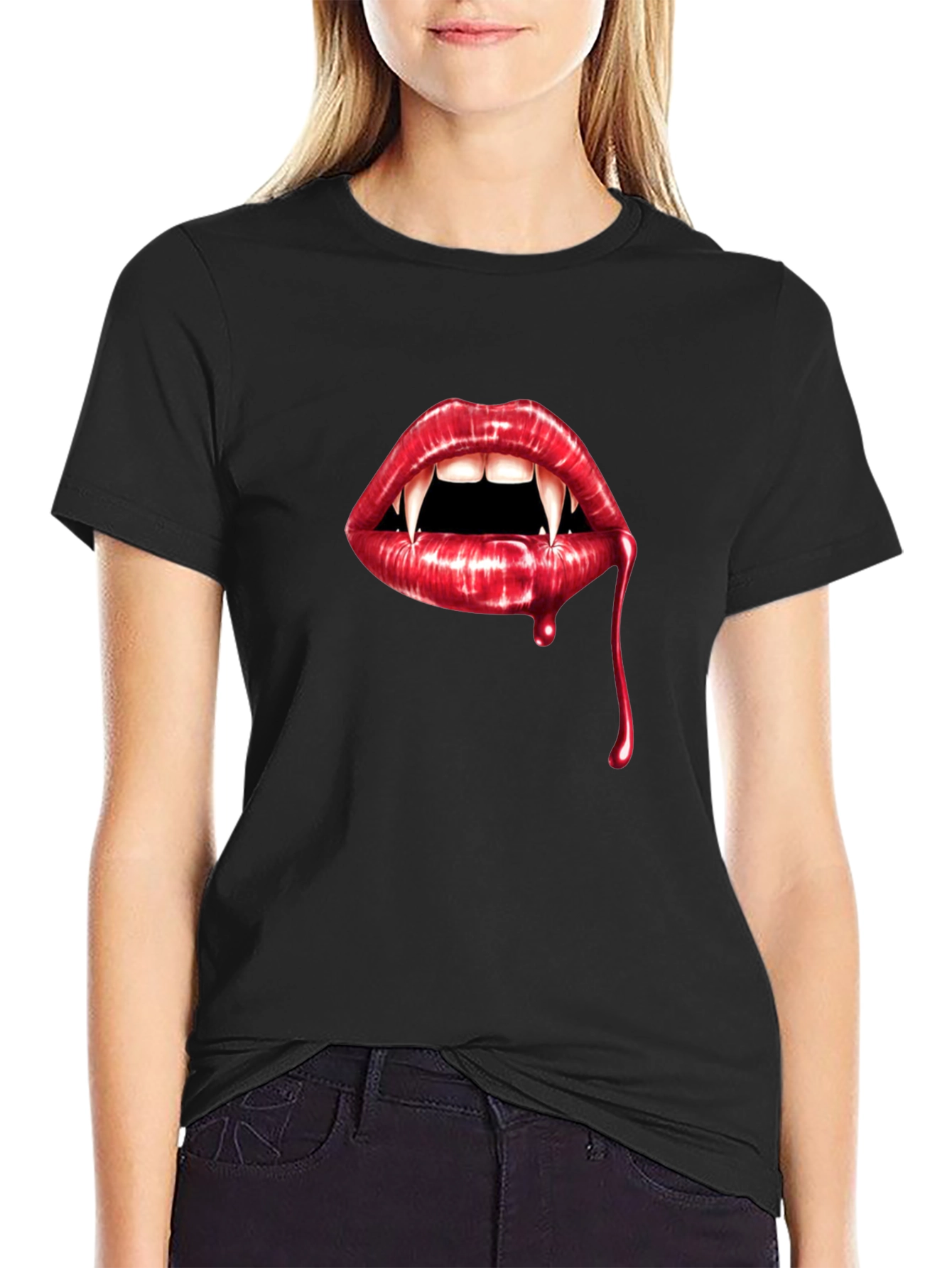 Vampire Lips Graphic Tee - Halloween Style