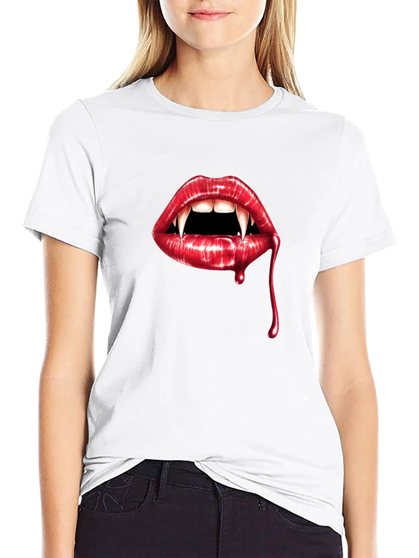 Vampire Lips Graphic Tee - Halloween Style