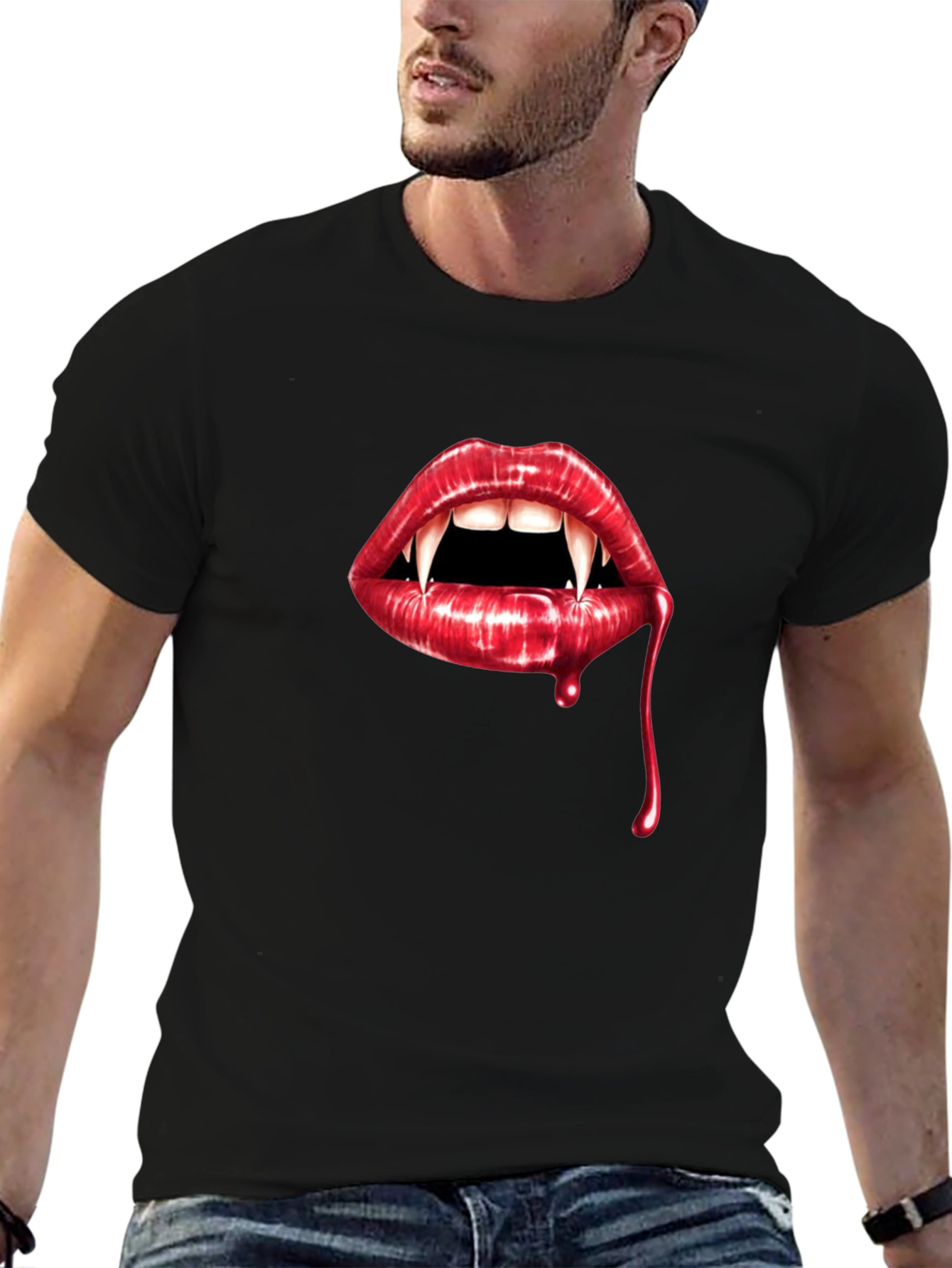 Vampire Lips Graphic Tee - Halloween Style