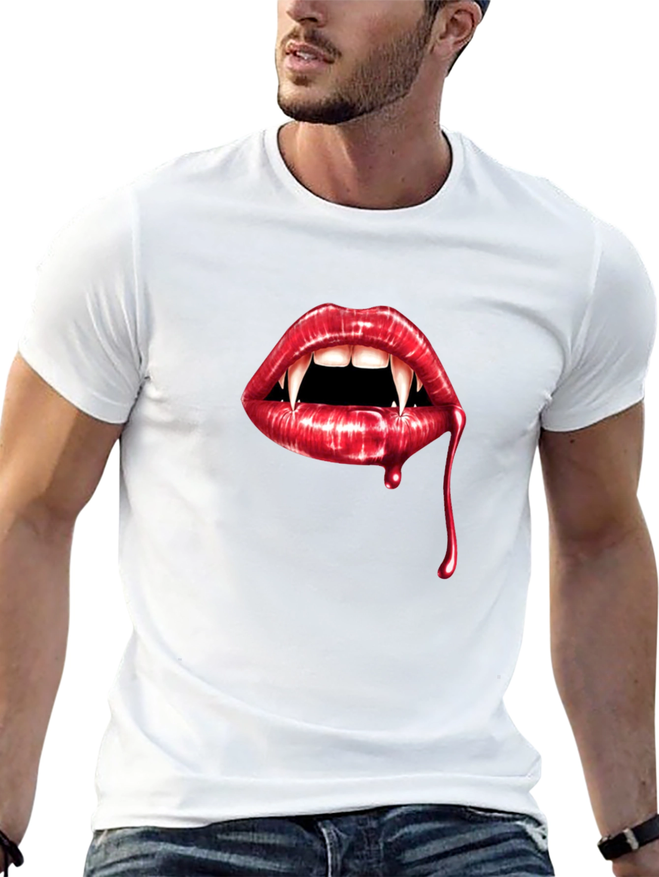 Vampire Lips Graphic Tee - Halloween Style