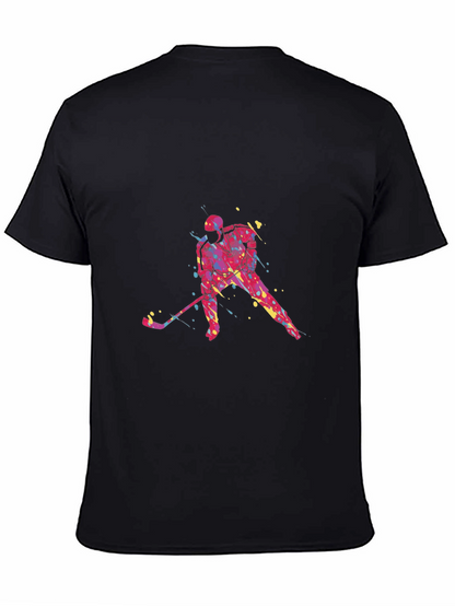 Hockey Player Graphic Tee - Black