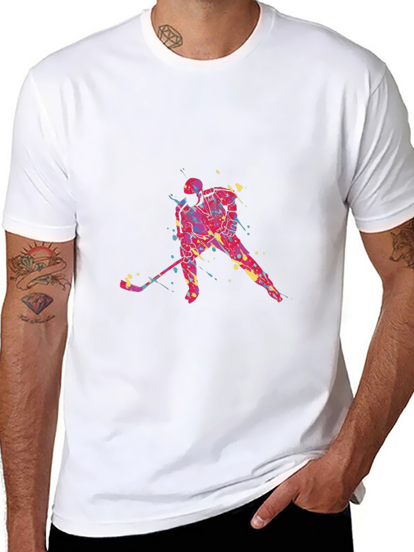 Hockey Player Graphic Tee - Black