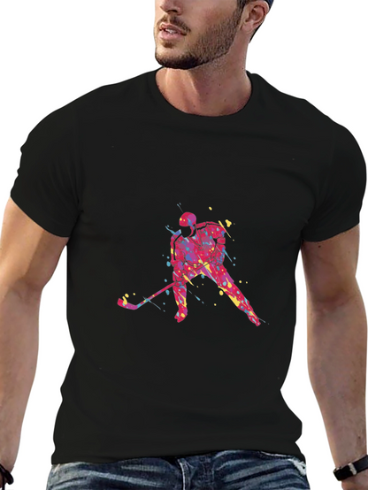Hockey Player Graphic Tee - Black
