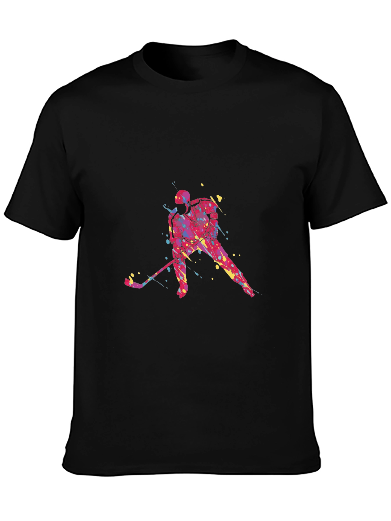 Hockey Player Graphic Tee - Black