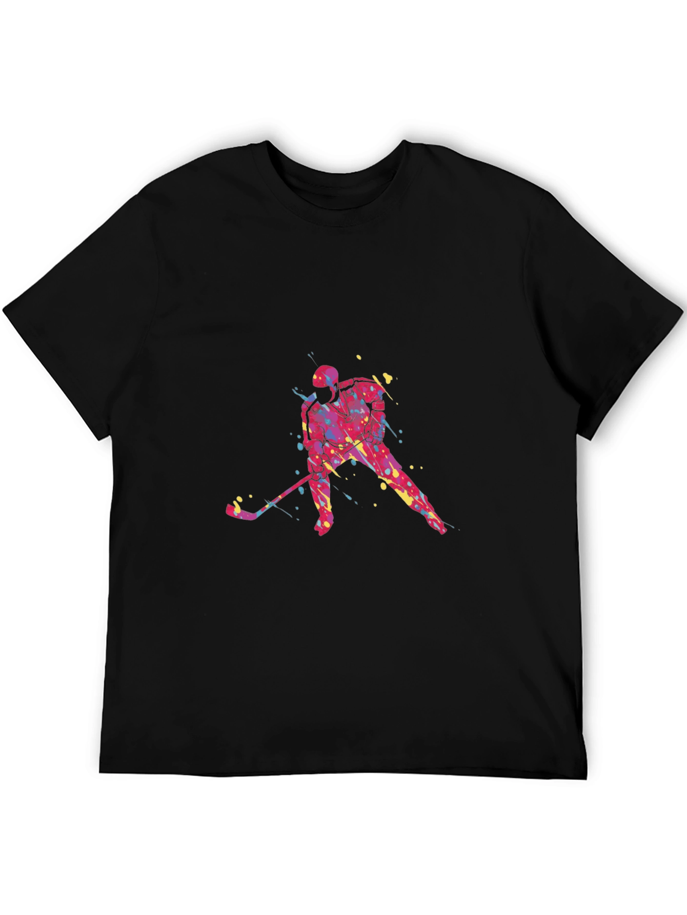 Hockey Player Graphic Tee - Black