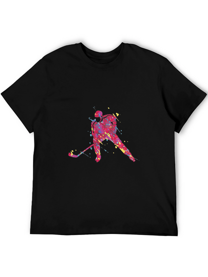 Hockey Player Graphic Tee - Black