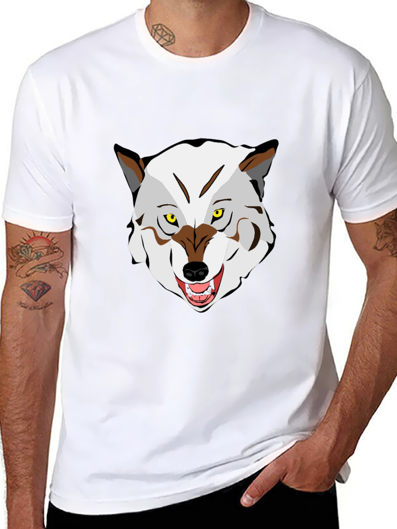 Wolf Graphic Print Crew Neck T-Shirt
