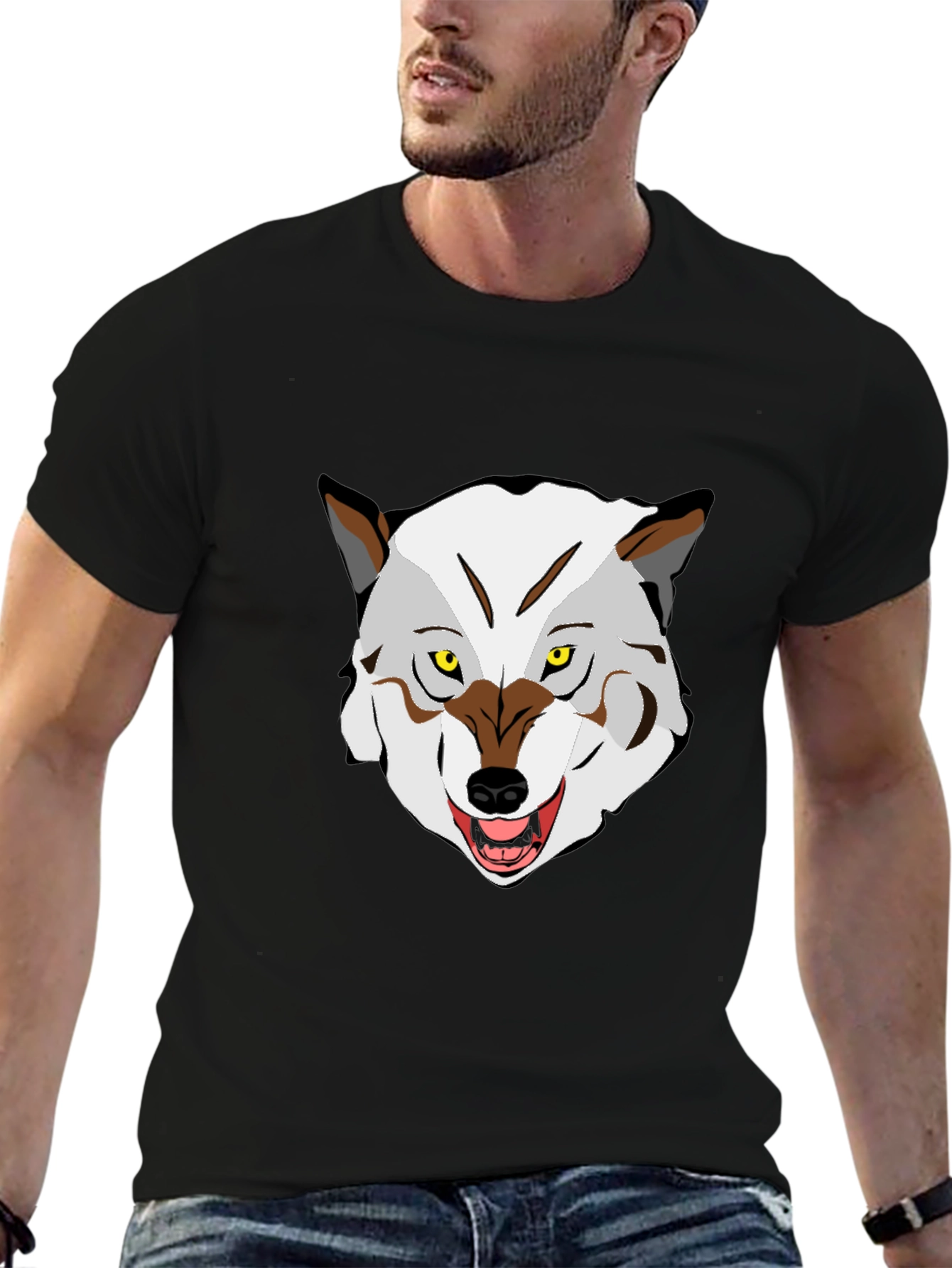 Wolf Graphic Print Crew Neck T-Shirt