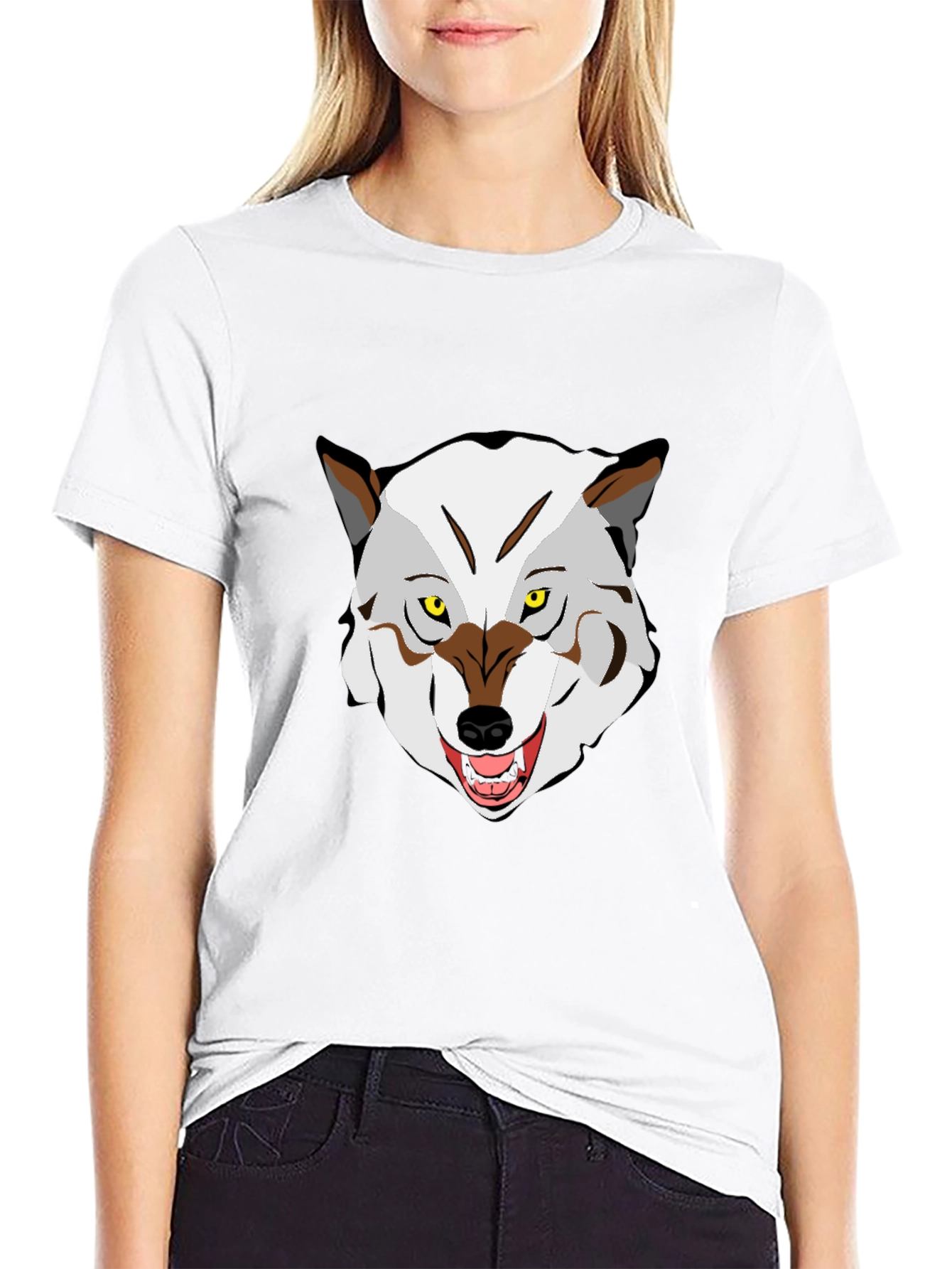 Wolf Graphic Print Crew Neck T-Shirt