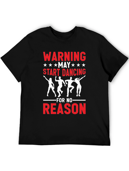 Warning May Start Dancing Graphic Tee - Black