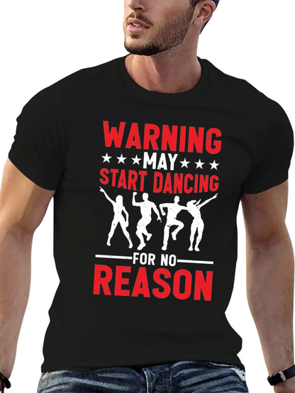 Warning May Start Dancing Graphic Tee - Black