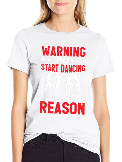 Warning May Start Dancing Graphic Tee - Black