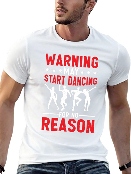 Warning May Start Dancing Graphic Tee - Black