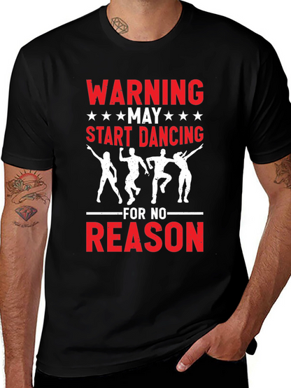 Warning May Start Dancing Graphic Tee - Black
