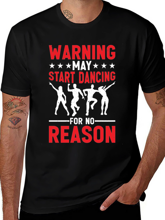 Warning May Start Dancing Graphic Tee - Black