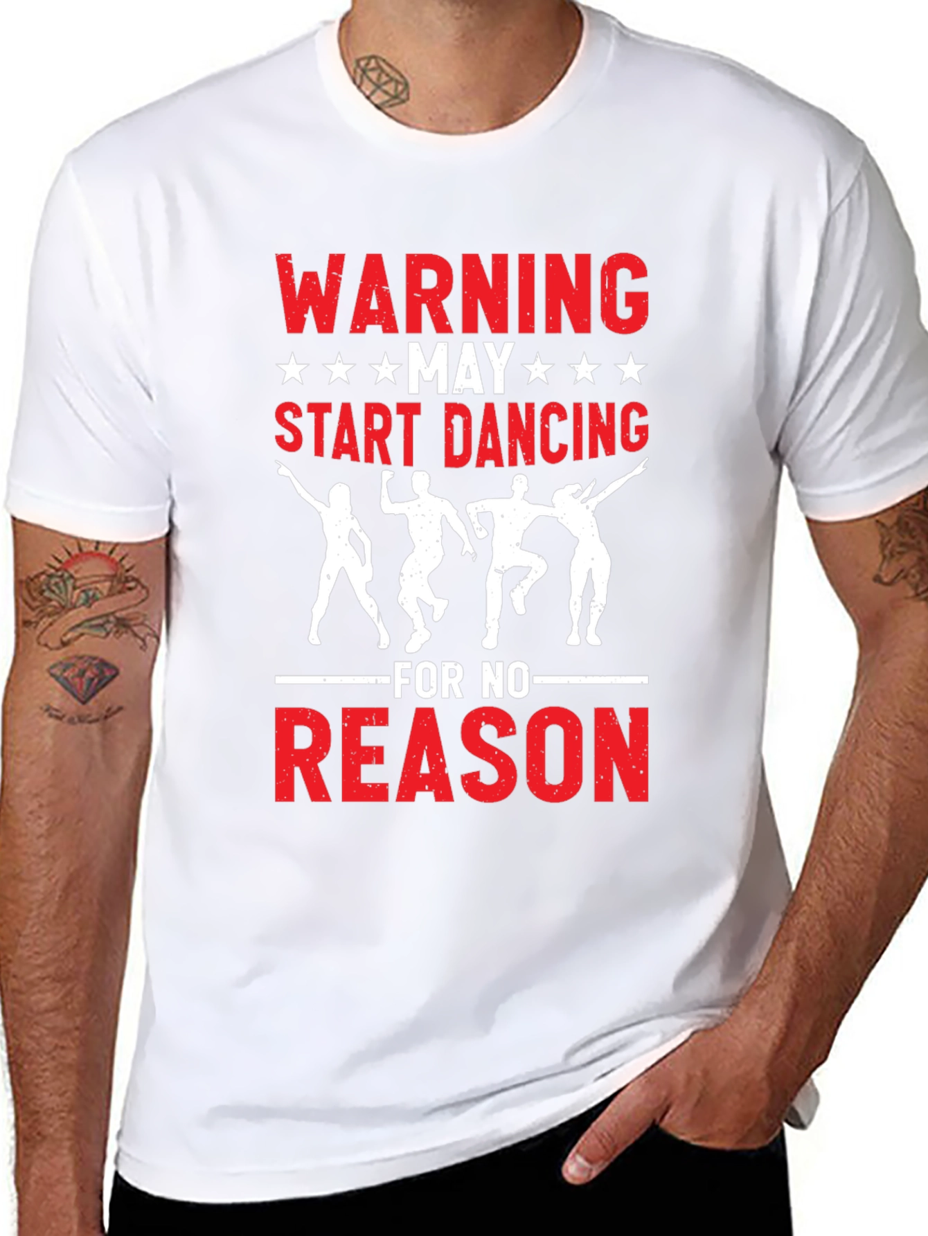 Warning May Start Dancing Graphic Tee - Black