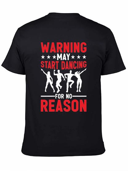 Warning May Start Dancing Graphic Tee - Black