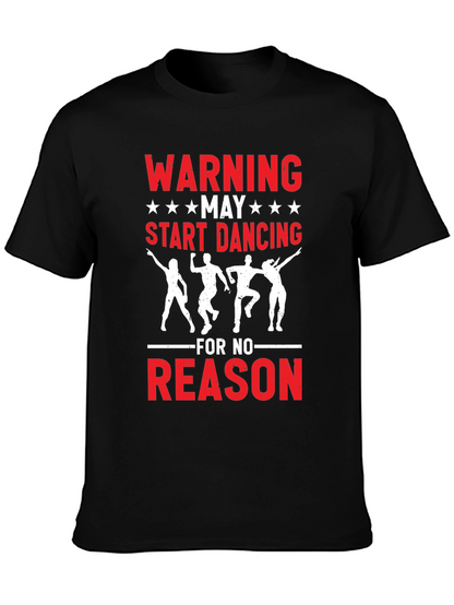 Warning May Start Dancing Graphic Tee - Black