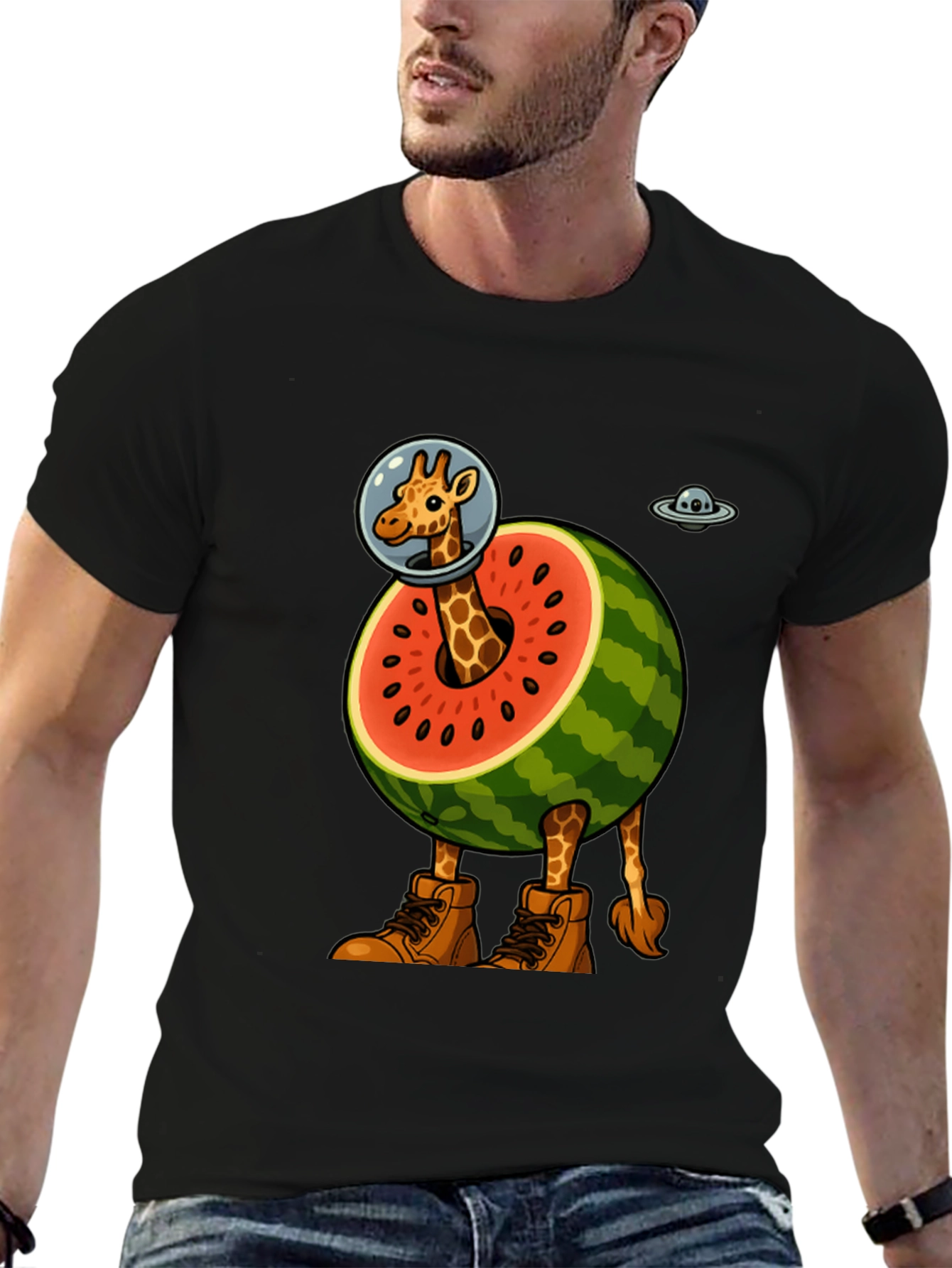 Giraffe Astronaut Watermelon T-Shirt