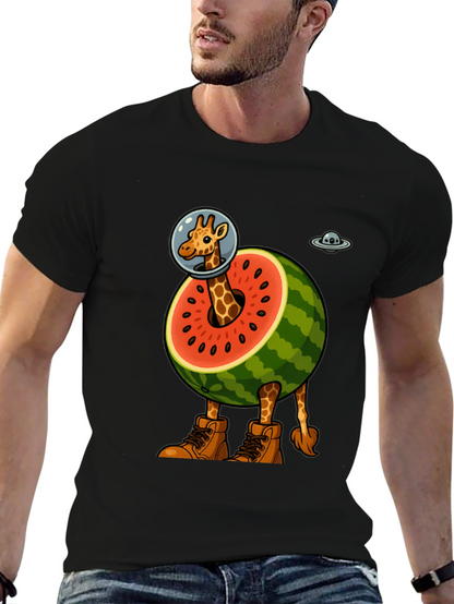 Giraffe Astronaut Watermelon T-Shirt