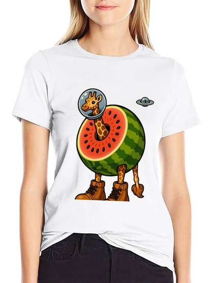 Giraffe Astronaut Watermelon T-Shirt