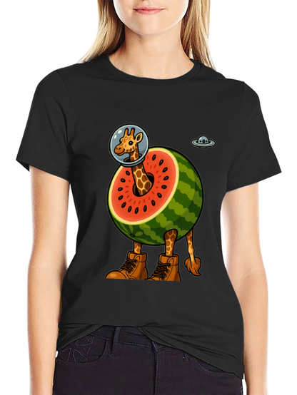 Giraffe Astronaut Watermelon T-Shirt