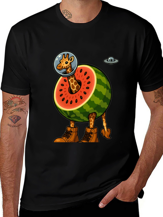 Giraffe Astronaut Watermelon T-Shirt