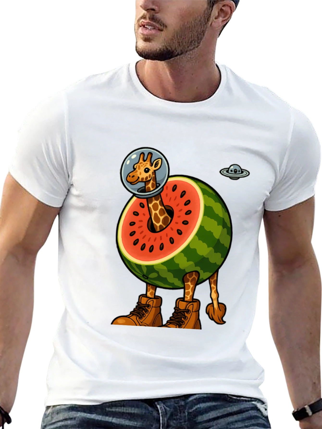 Giraffe Astronaut Watermelon T-Shirt