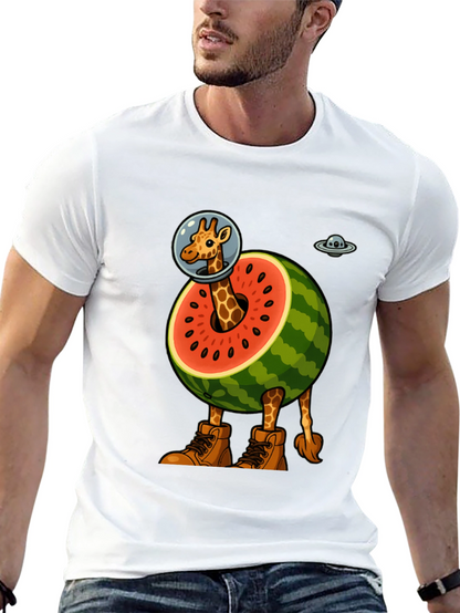 Giraffe Astronaut Watermelon T-Shirt